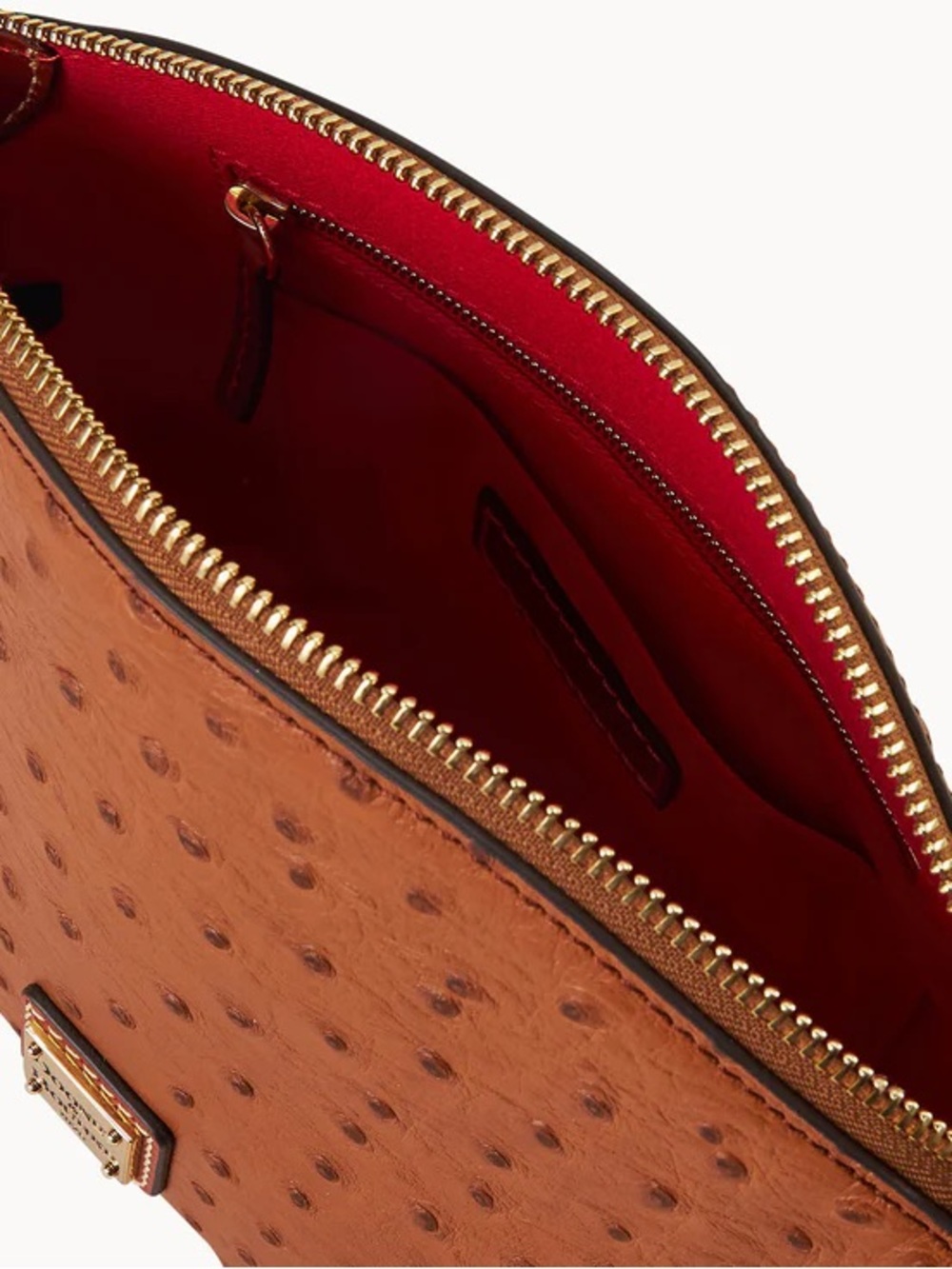 Dooney & Bourke Cognac Ostrich-Embossed Crossbody with Tassel - Picture 3 of 6